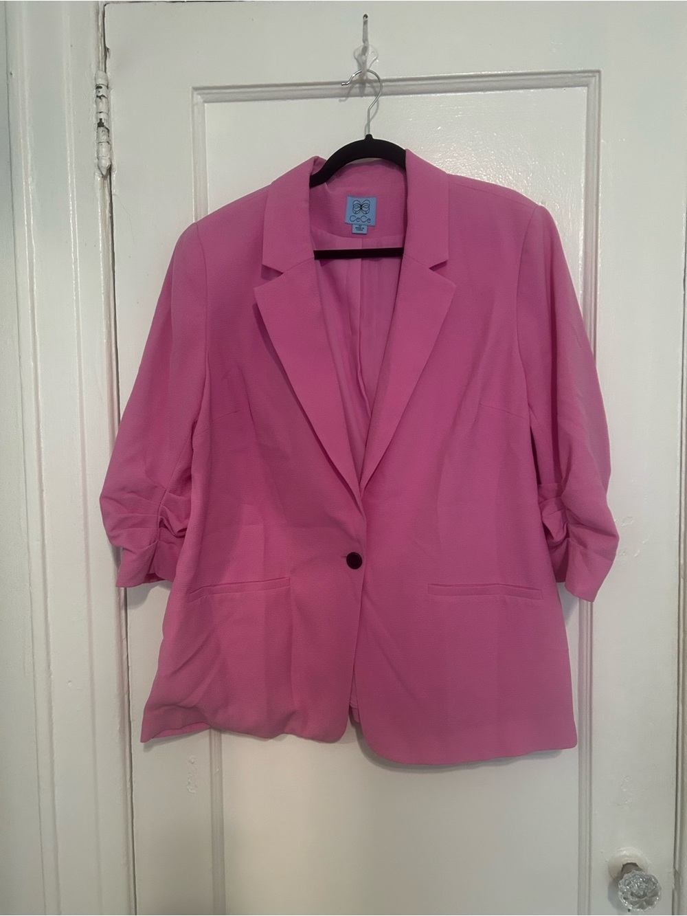 CeCe Bright Pink Single-Button Blazer